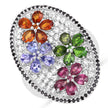 5.01 Carat Genuine Multi Stones .925 Sterling Silver Ring