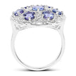 2.00 Carat Genuine Tanzanite and White Zircon .925 Sterling Silver Ring