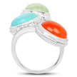 9.50 Carat Genuine Multi Stone .925 Sterling Silver Ring