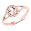 0.78 Carat Genuine Morganite and White Diamond 14K Rose Gold Ring