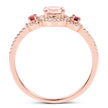0.63 Carat Genuine Morganite, Pink Tourmaline and White Diamond 14K Rose Gold Ring