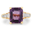 4.83 Carat Genuine Amethyst and White Topaz .925 Sterling Silver Ring