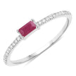 0.22 Carat Genuine Ruby and White Diamond 14K White Gold Ring