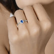 0.44 Carat Genuine Blue Sapphire and White Diamond 14K White Gold Ring