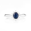 0.44 Carat Genuine Blue Sapphire and White Diamond 14K White Gold Ring