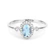 0.48 Carat Genuine Aquamarine and White Diamond 14K White Gold Ring