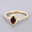 0.59 Carat Genuine Garnet and White Diamond 10K Yellow Gold Ring