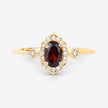 0.59 Carat Genuine Garnet and White Diamond 10K Yellow Gold Ring