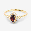 0.59 Carat Genuine Garnet and White Diamond 10K Yellow Gold Ring