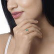 0.67 Carat Genuine Zambian Emerald and White Diamond 14K White Gold Ring