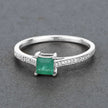 0.67 Carat Genuine Zambian Emerald and White Diamond 14K White Gold Ring