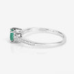 0.67 Carat Genuine Zambian Emerald and White Diamond 14K White Gold Ring