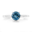 1.05 Carat Genuine London Blue Topaz and White Diamond 14K White Gold Ring