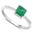 0.64 Carat Genuine Zambian Emerald and White Diamond 14K White Gold Ring