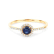 0.38 Carat Genuine Blue Sapphire and White Diamond 14K Yellow Gold Ring