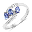 0.51 Carat Genuine Tanzanite and White Diamond 14K White Gold Ring