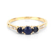 0.56 Carat Genuine Blue Sapphire and White Diamond 14K Yellow Gold Ring
