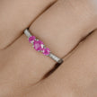 0.61 Carat Genuine Ruby and White Diamond 14K White Gold Ring