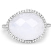 7.33 Carat Genuine White Rainbow Moonstone And White Topaz .925 Sterling Silver Ring