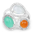 4.82 Carat Genuine Multi Stone .925 Sterling Silver Ring