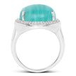 15.09 Carat Genuine Amazanite And White Topaz .925 Sterling Silver Ring