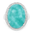 15.09 Carat Genuine Amazanite And White Topaz .925 Sterling Silver Ring