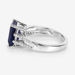 3.07 Carat Glass Filled Sapphire and White Zircon .925 Sterling Silver Ring