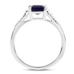 3.07 Carat Glass Filled Sapphire and White Zircon .925 Sterling Silver Ring