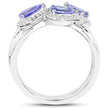1.52 Carat Genuine Tanzanite and White Zircon .925 Sterling Silver Ring