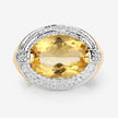 4.56 Carat Genuine Citrine and White Diamond .925 Sterling Silver Ring