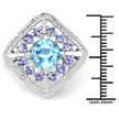 4.24 Carat Genuine Blue Topaz and Tanzanite .925 Sterling Silver Ring