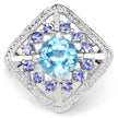 4.24 Carat Genuine Blue Topaz and Tanzanite .925 Sterling Silver Ring