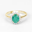 1.39 Carat Genuine Zambian Emerald and White Diamond 10K Yellow Gold Ring