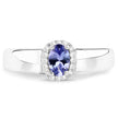 0.54 Carat Genuine Tanzanite and White Zircon .925 Sterling Silver Ring