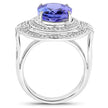 14K White Gold 6.83 Carat Genuine Tanzanite and White Diamond Ring