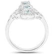 1.54 Carat Genuine Aquamarine and White Zircon .925 Sterling Silver Ring
