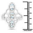 1.54 Carat Genuine Aquamarine and White Zircon .925 Sterling Silver Ring