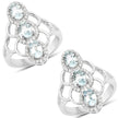 1.54 Carat Genuine Aquamarine and White Zircon .925 Sterling Silver Ring