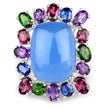 26.67 Carat Genuine Multi Stones .925 Sterling Silver Ring