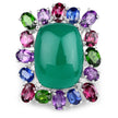 26.67 Carat Genuine Multi Stones .925 Sterling Silver Ring