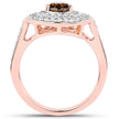1.64 Carat Genuine Chocolate Brown Diamond and White Diamond 18K Rose Gold Ring