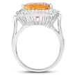 8.56 Carat Genuine Citrine and White Topaz .925 Sterling Silver Ring