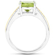 2.20 Carat Genuine Peridot and White Diamond 14K Yellow Gold with .925 Sterling Silver Ring