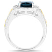 3.59 Carat Genuine London Blue Topaz and White Diamond 14K Yellow Gold with .925 Sterling Silver Ring