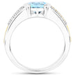 1.37 Carat Genuine Aquamarine and White Diamond 14K Yellow Gold with .925 Sterling Silver Ring