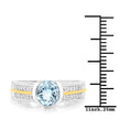 1.37 Carat Genuine Aquamarine and White Diamond 14K Yellow Gold with .925 Sterling Silver Ring