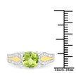 1.64 Carat Genuine Peridot and White Diamond 14K Yellow Gold with .925 Sterling Silver Ring