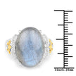 10.56 Carat Genuine Labradorite and White Diamond 14K Yellow Gold with .925 Sterling Silver Ring
