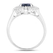 1.71 Carat Genuine Blue Sapphire and White Diamond 10K White Gold Ring