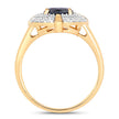 1.71 Carat Genuine Blue Sapphire and White Diamond 10K Yellow Gold Ring